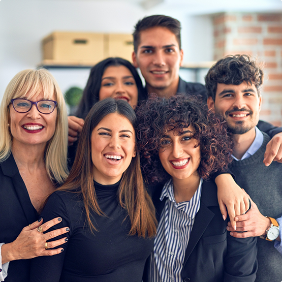 Smiling group of adults in an office