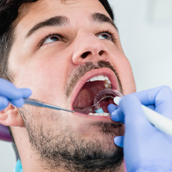 Man getting a dental checkup